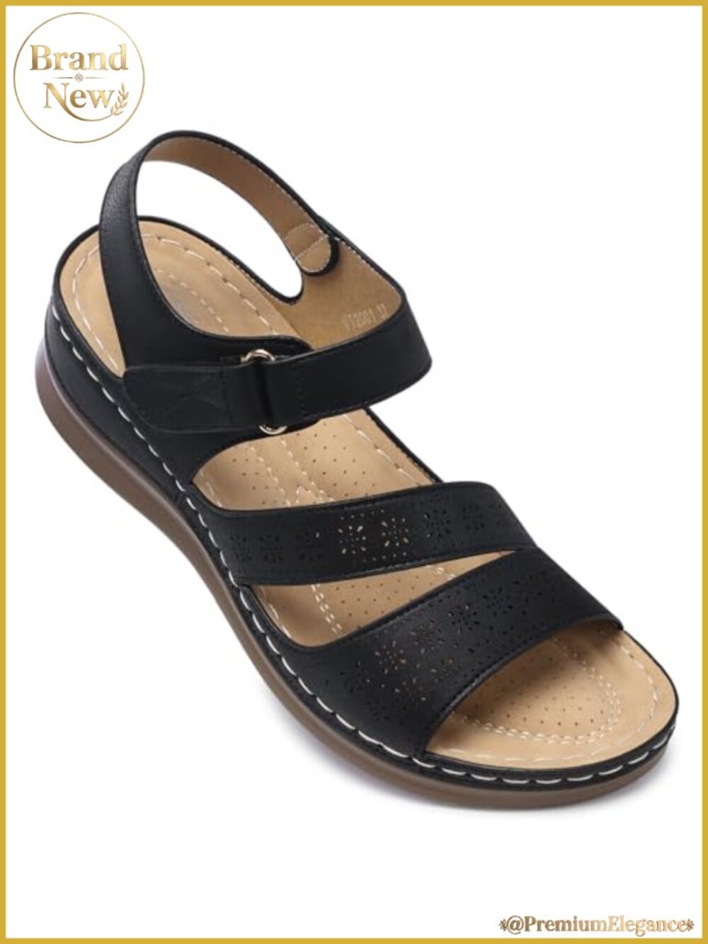 Women's Wedge Sandals with Arch Support Adjustable Hook and Loop Comfortable